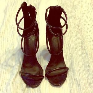 Missguided Black leather strapped heels